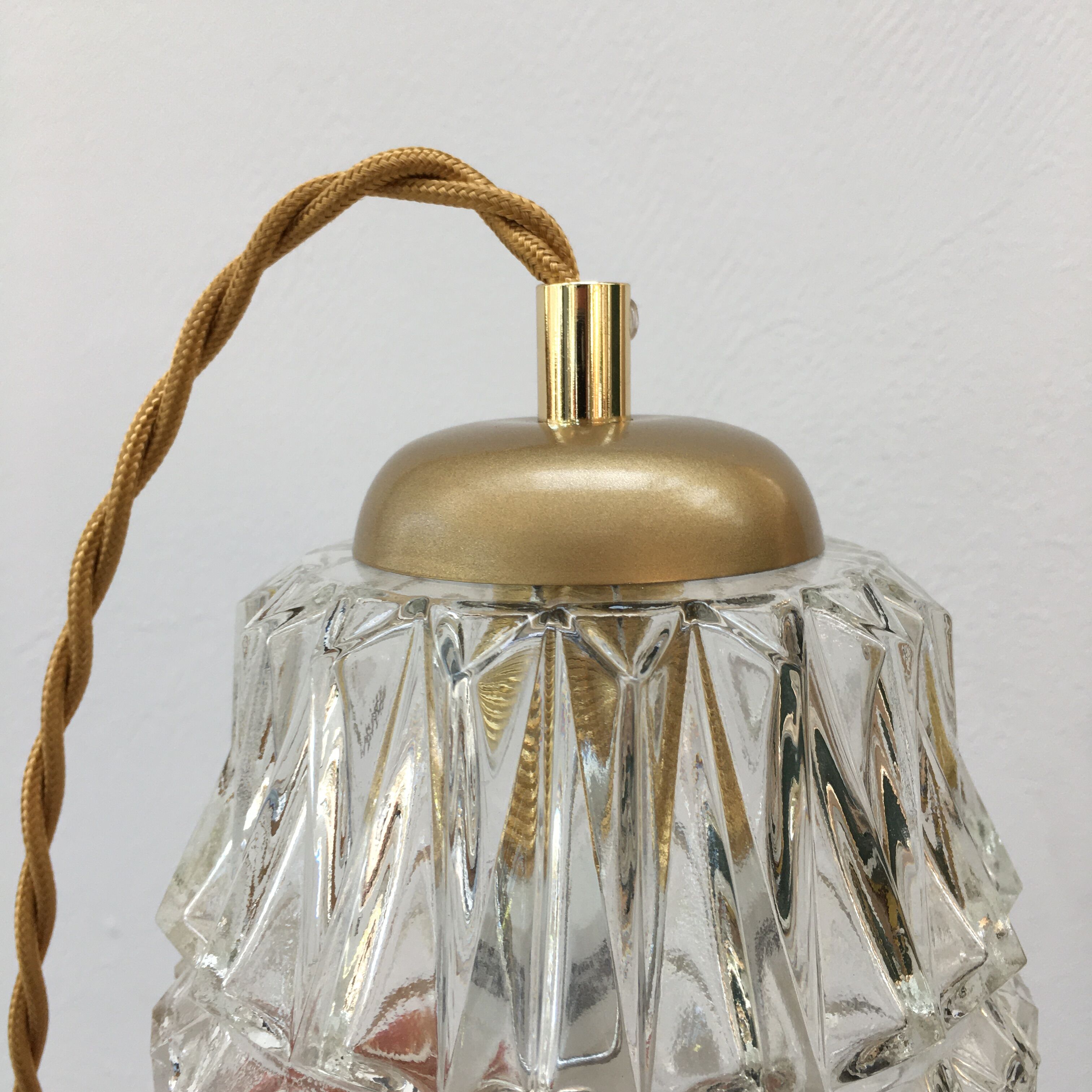 Vintage molded glass pendant lamp