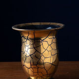 Vase en verre saint prex exquis en verre doré bleu avec une finition dorée