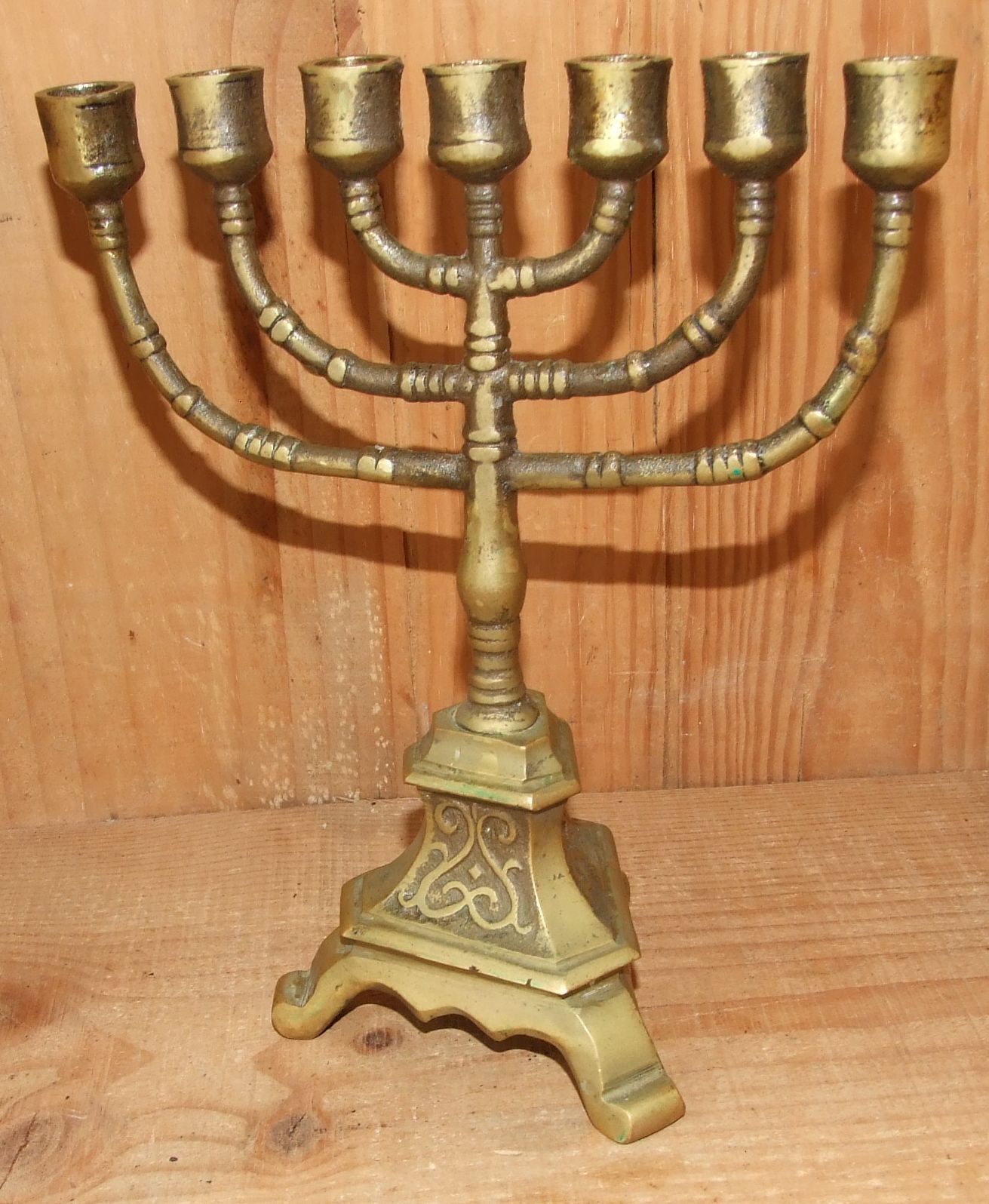 Ancient bronze menorah chandelier