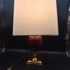 Beautiful Bordeaux Porcelain and Brass Lamp Le Dauphin Model Ançay Annanas