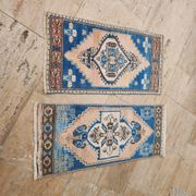 Set of 2 vintage handmade Turkish rugs 43x99 cm