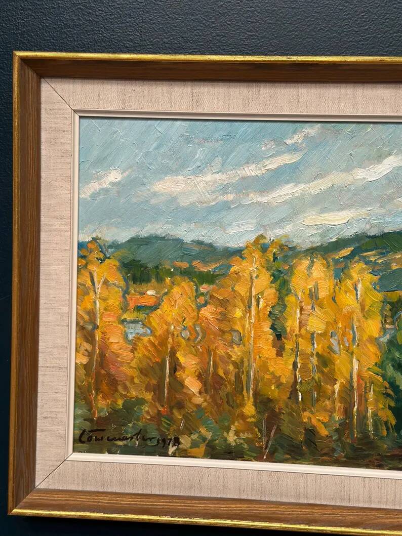 Original Swedish Oil on Panel – "Autumn Landscape" – Dated 1978 – Framed Period Piece – 50 × 42 cm (19.7" × 16.5")