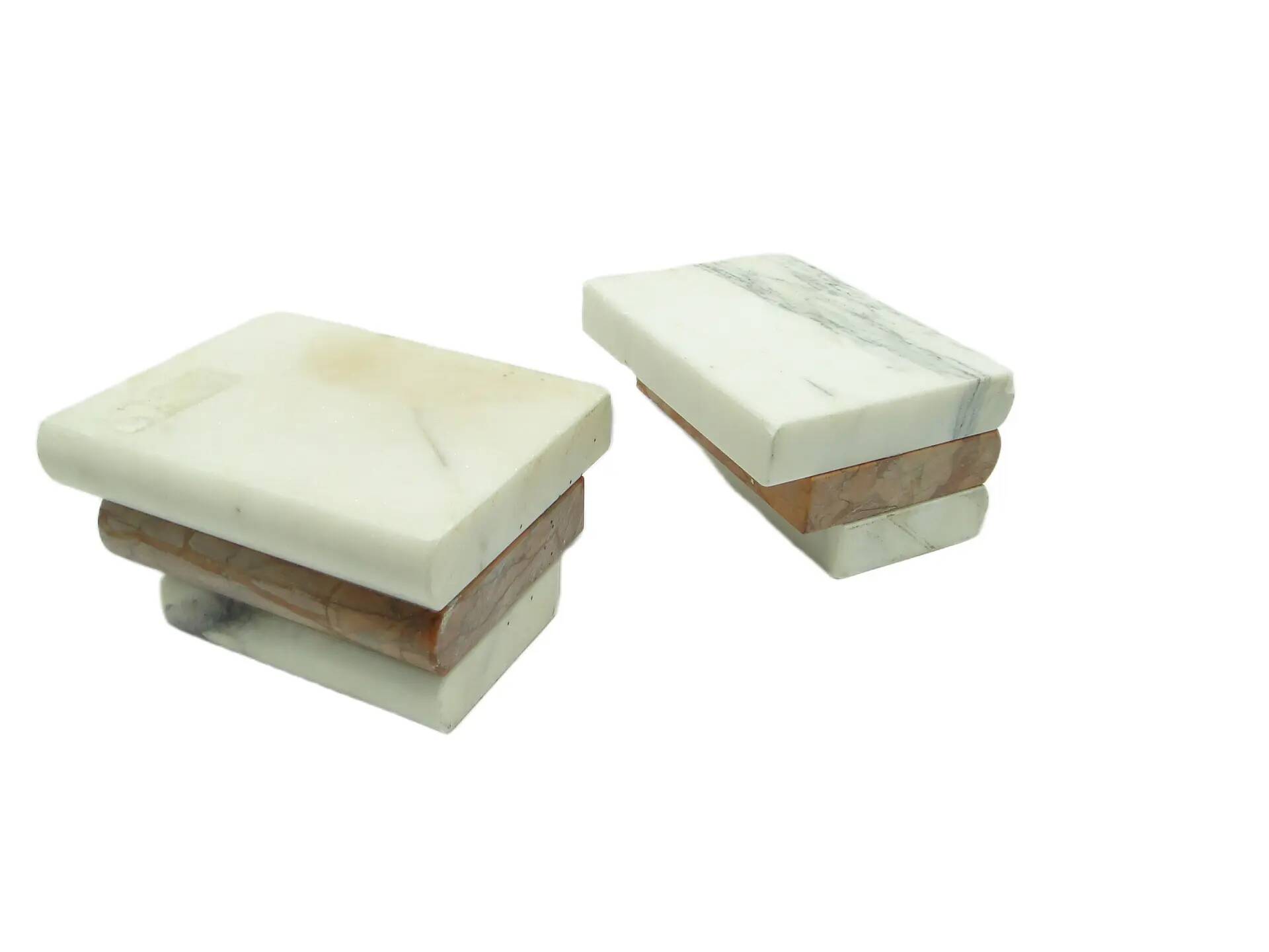 Pair of bookends, Art Deco, ivory white marble, Germany, 1930s.