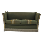 1970s, Danish 2-seater drop arm "Spanish" sofa, furniture wool.