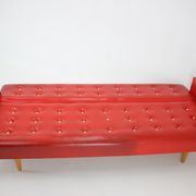 1970s Red Leatherette Sofa ,Czechoslovakia