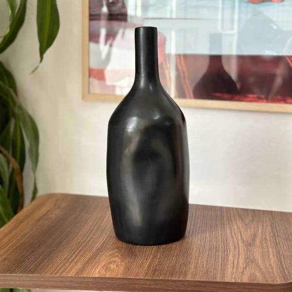 Artisanal black bottle vase