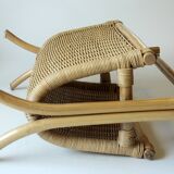 Magazine rack made of bamboo, rattan and wood, vintage from the 70s