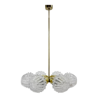 1960's brass & glass chandelier by kamenicky senov, 2 pieces available