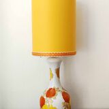 1970s lamp with flowers and custom-made leather lampshade