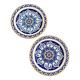 Pair of Vintage Rhodian Hand-Painted Ceramic Plates – Ibiscus Keramik – 24K
