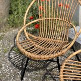 Pair of rattan patio armchairs