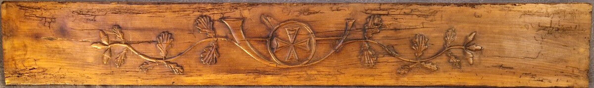 Panelling, ornamental pediment, 19th century.