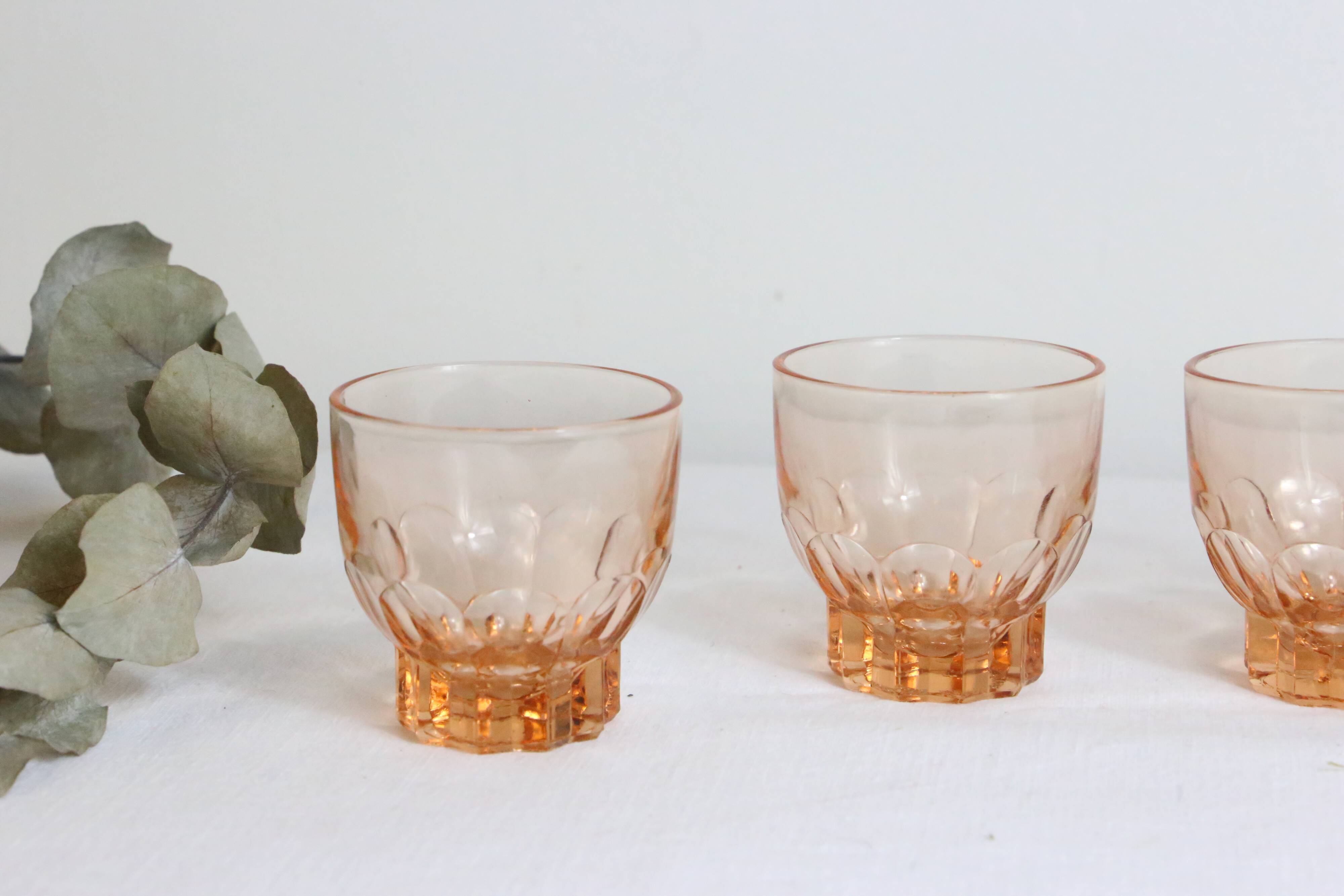 Set de 5 verre à liqueur en verre rose
