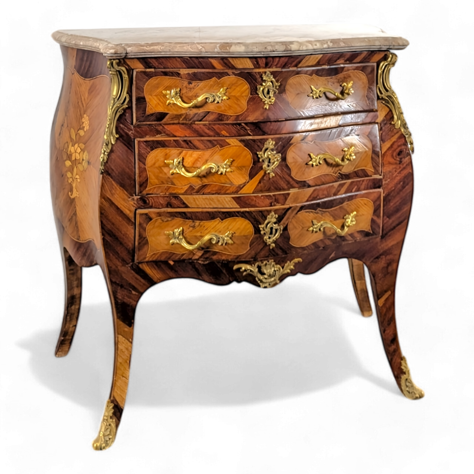 Louis XV period chest of drawers in rosewood marquetry