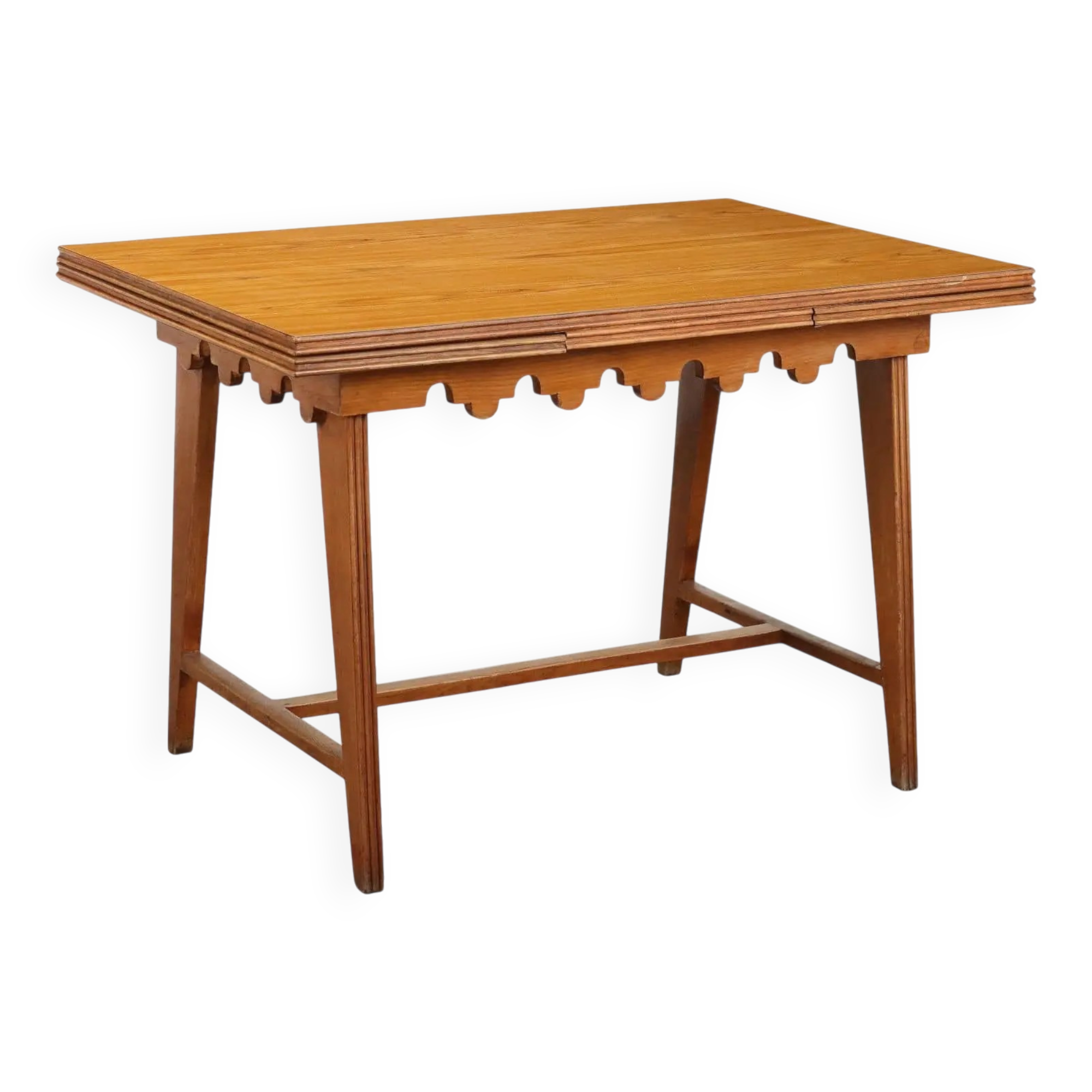 Extendable vintage oak table with laminate top, Italy, 1950s