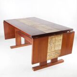 Extendable dining table in rosewood and ceramic