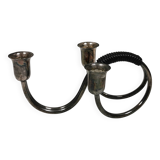 Small candle holder in tarnished silver, with place for three small candles