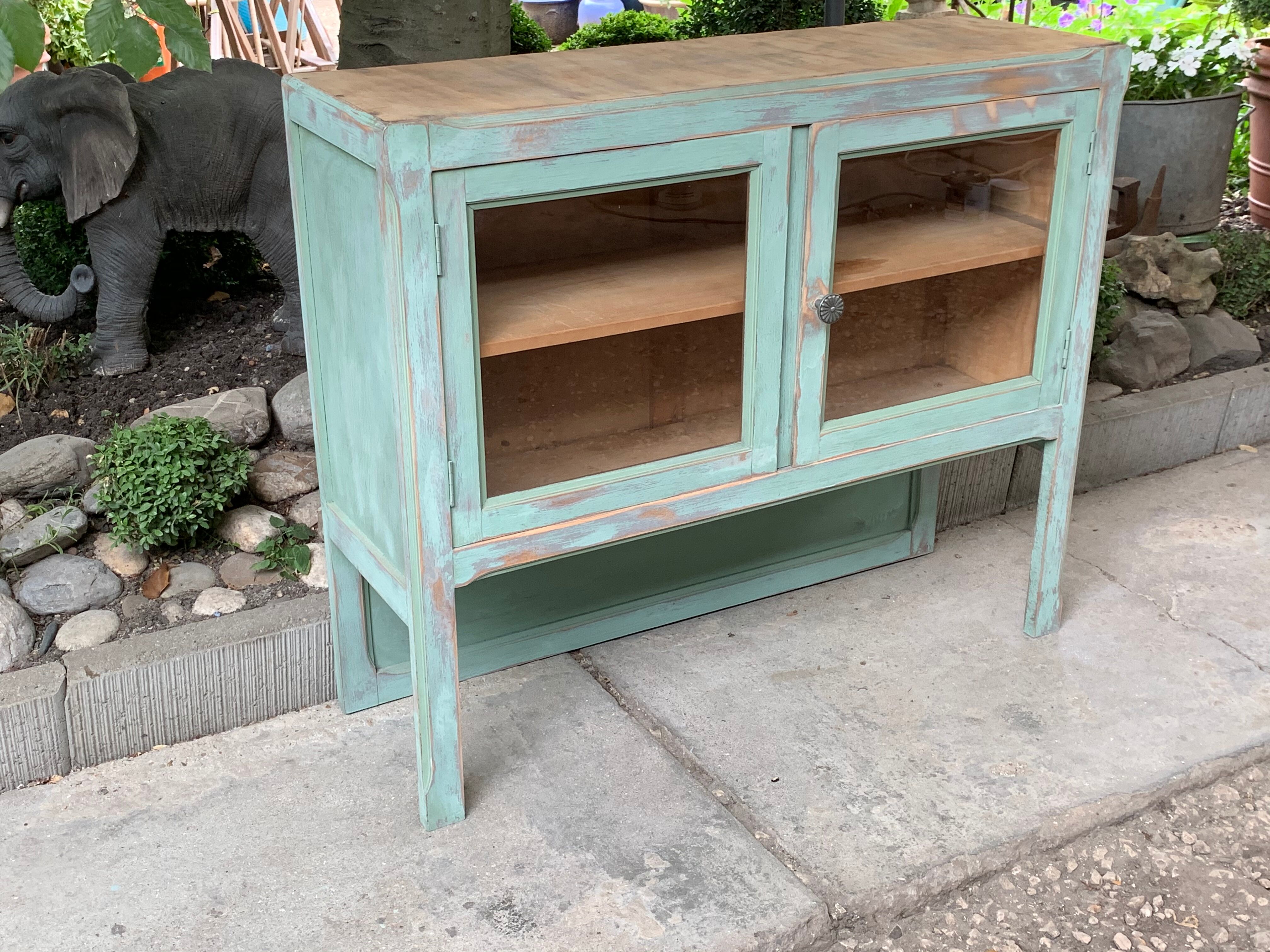 Parisian buffet patine celadon green and bluish grey