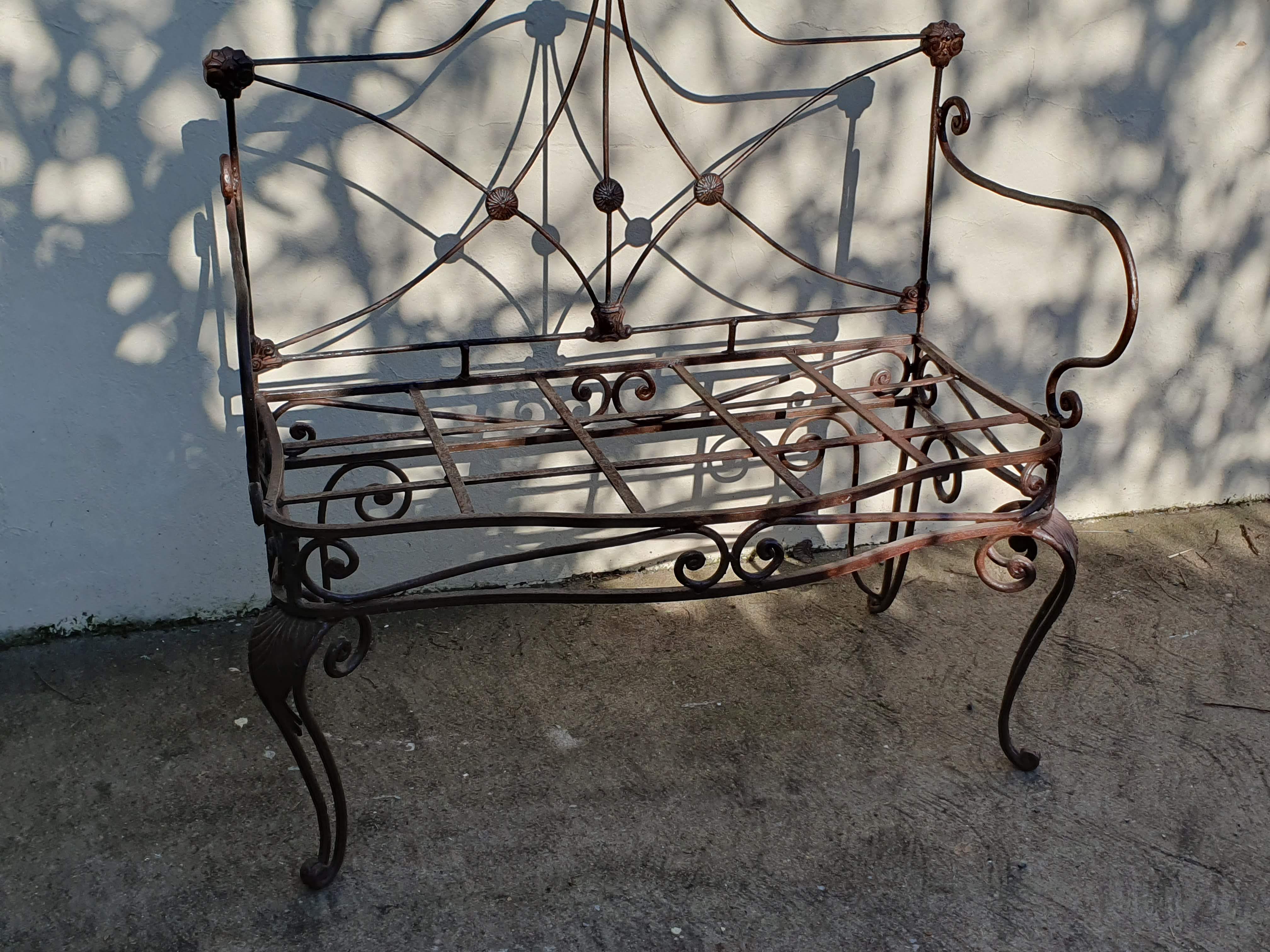 Wrought iron sofa bench