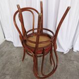 Set of 4 Vintage Bentwood Bistro Chairs, Red Upholstery