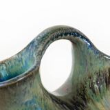 Art Deco double-necked vase in iridescent green flamed stoneware by Alphonse Cytère.