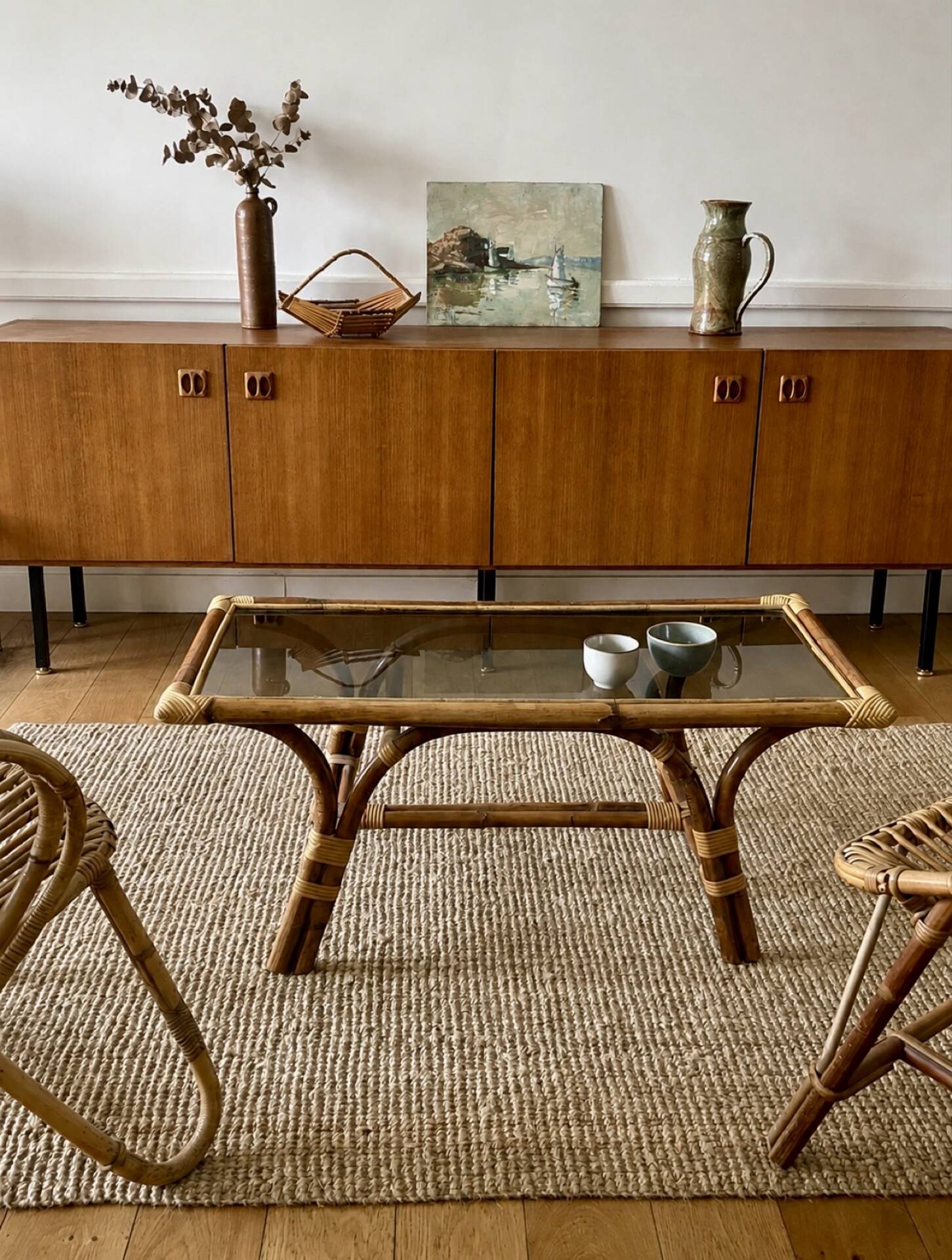 Bamboo and rattan coffee table