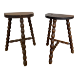 Pair of vintage wooden slag stools