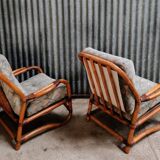 Pair of vintage rattan armchairs