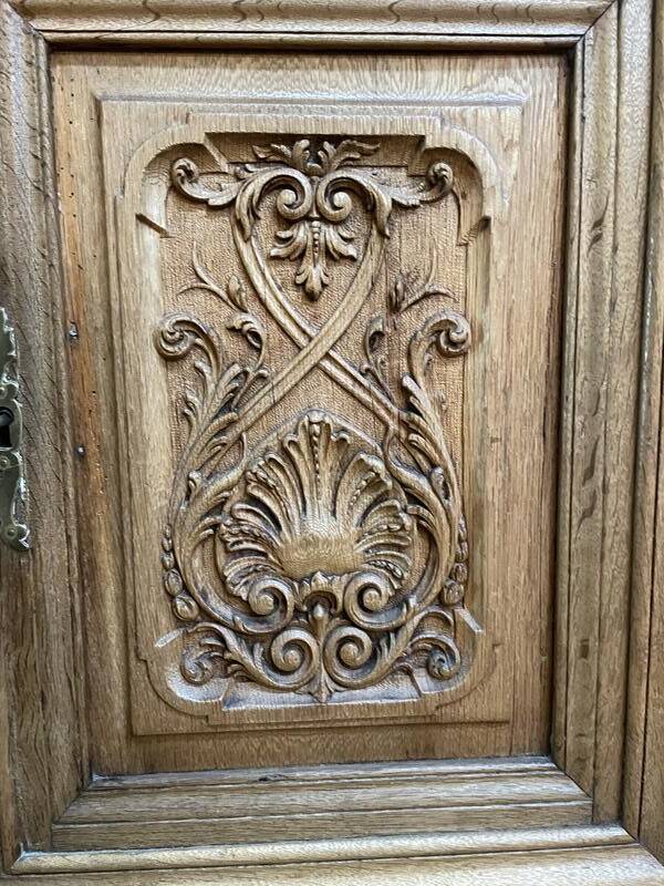 Two-body Renaissance carved oak sideboard