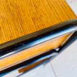 Vintage oak bedside table with black metal legs circa 50s/60s