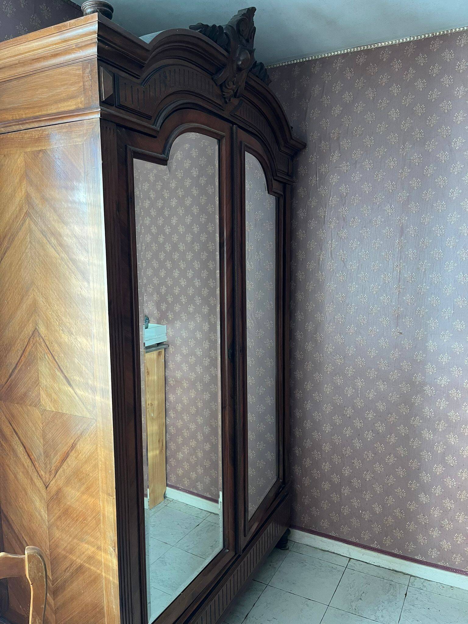 Henri II style wardrobe – late 19th century – carved pediment