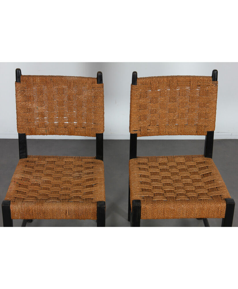 Suite 4 chaises vintage en bois, fabrication tchèque, 1950