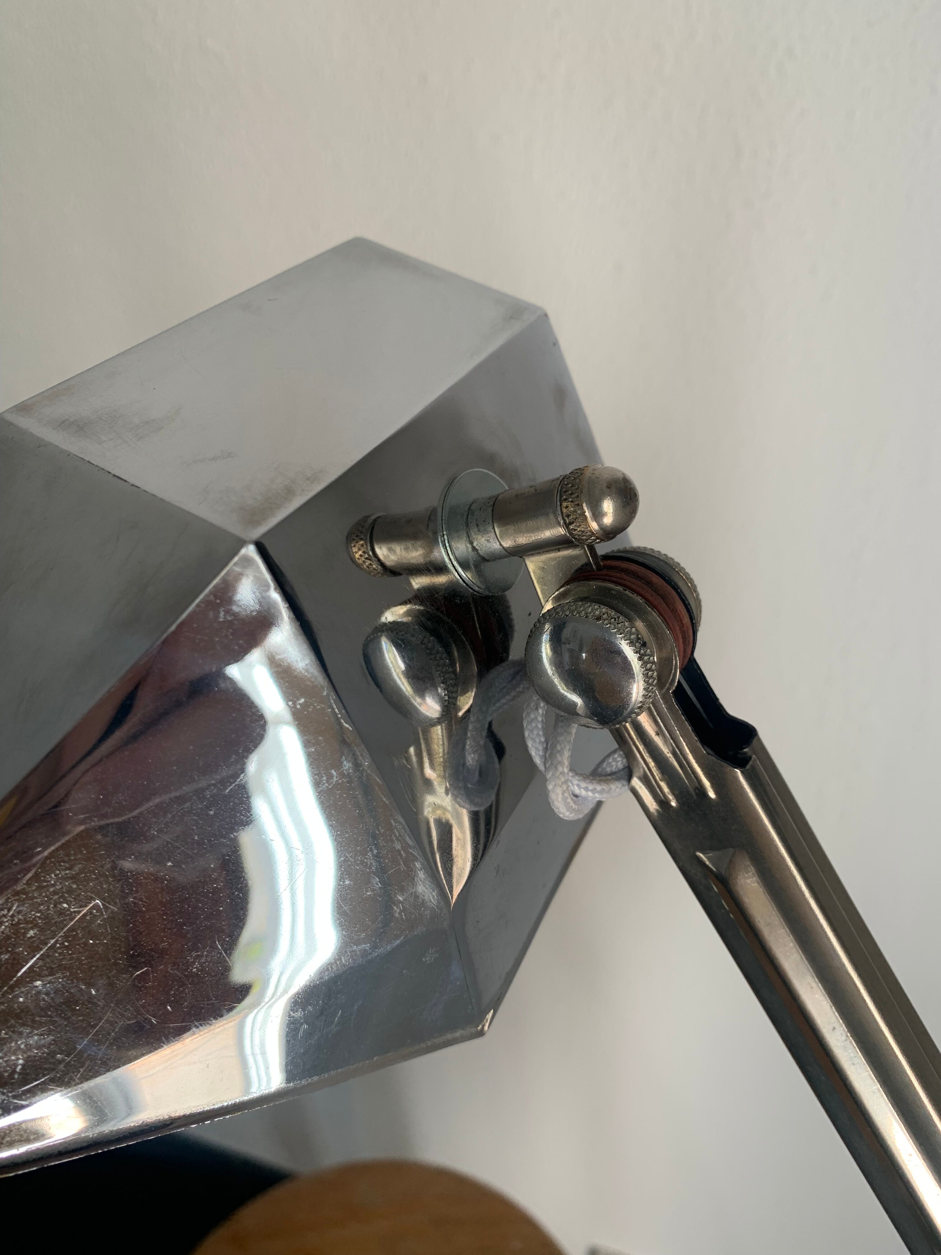 Vintage lamp 1950 industrial workshop factory Super Chrome - 65 cm