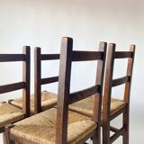 4 wooden and straw country chairs