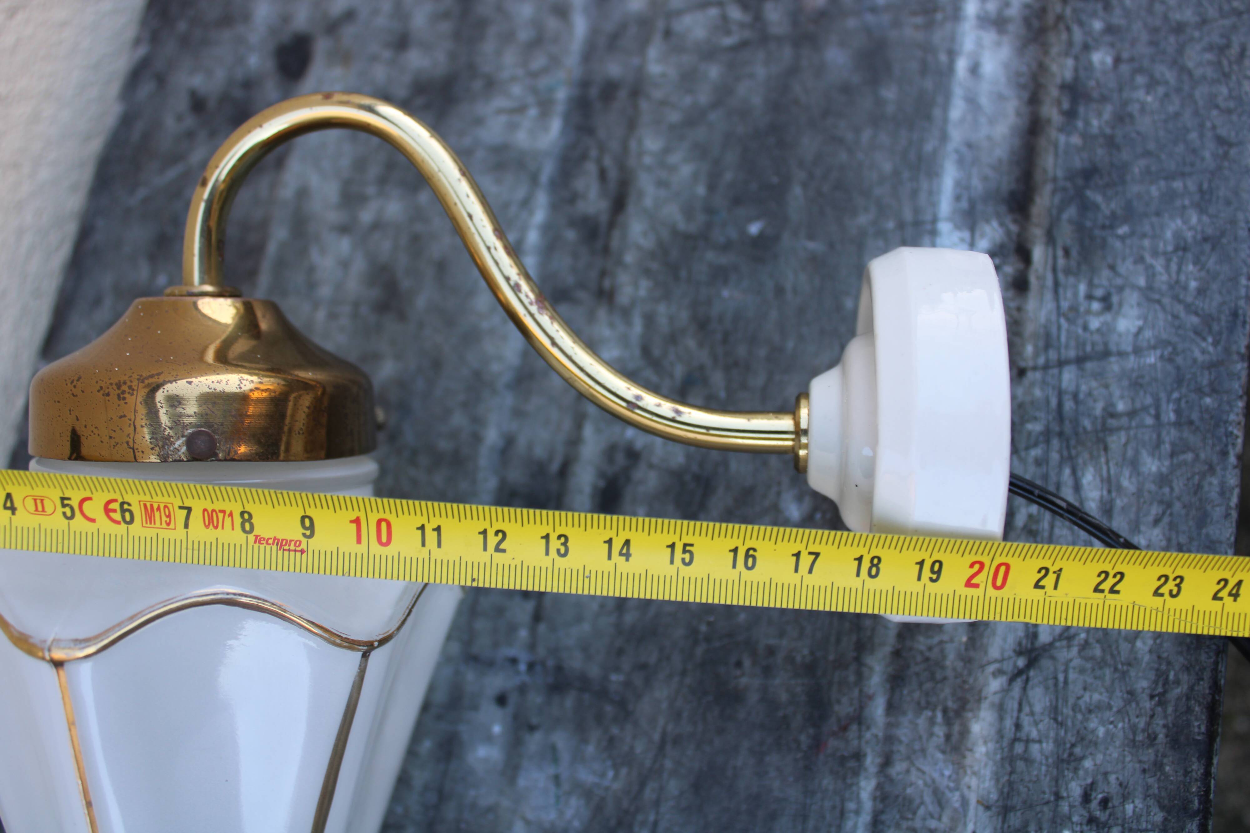 Wall light opaline and brass lantern