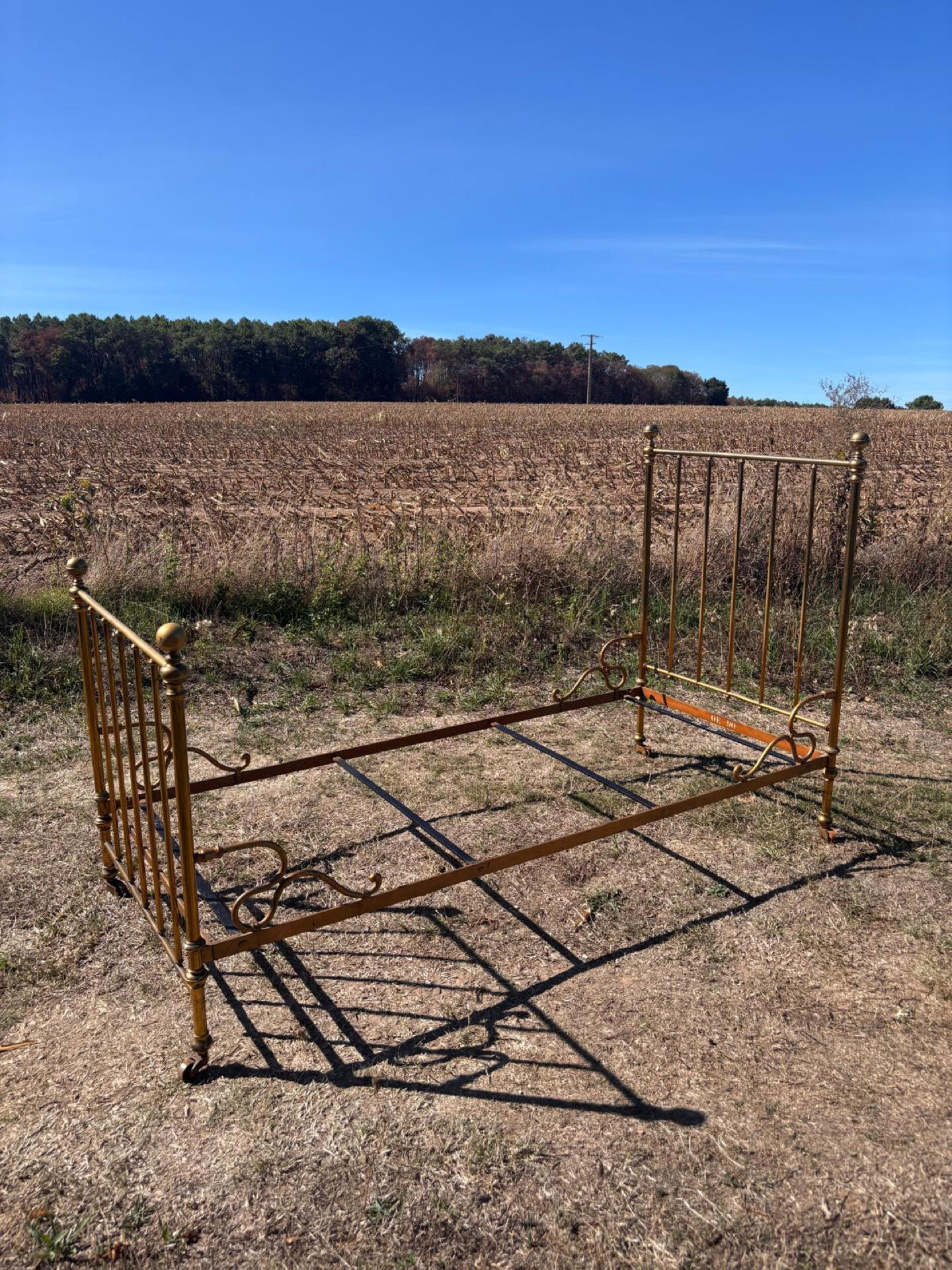 Antique brass bed with bars – Napoleon III style