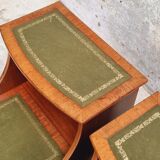 Set of mid century bedside tables with inlaid leather