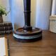 Large mahogany lamp with straw shade – "travel" spirit