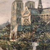 Oil on canvas representing Notre-Dame de Paris post-impressionist