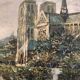 Oil on canvas representing Notre-Dame de Paris post-impressionist