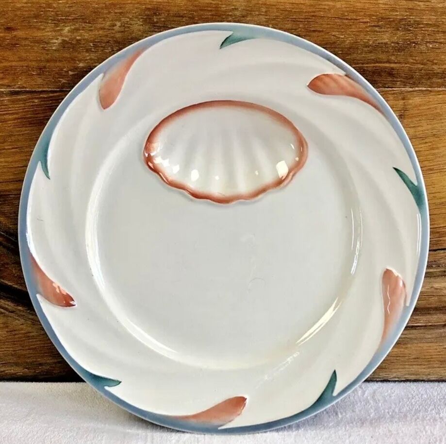 Set of 6 old Digoin Sarreguemines asparagus slushie plates