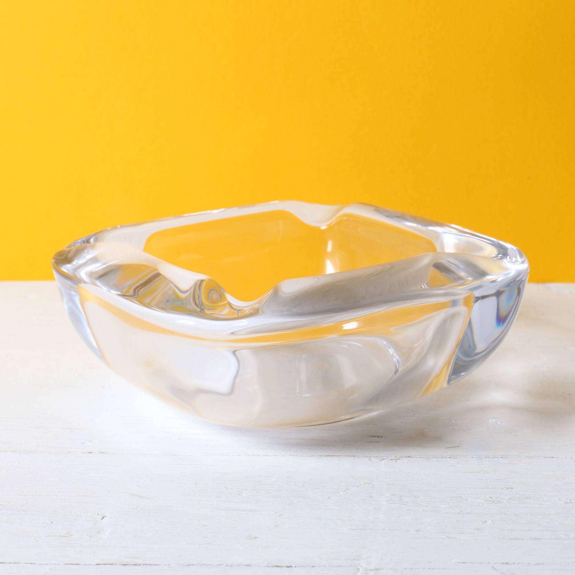 Vintage Heavy Crystal Ashtray / Vannes Le Chatel Crystal / France / 1980s