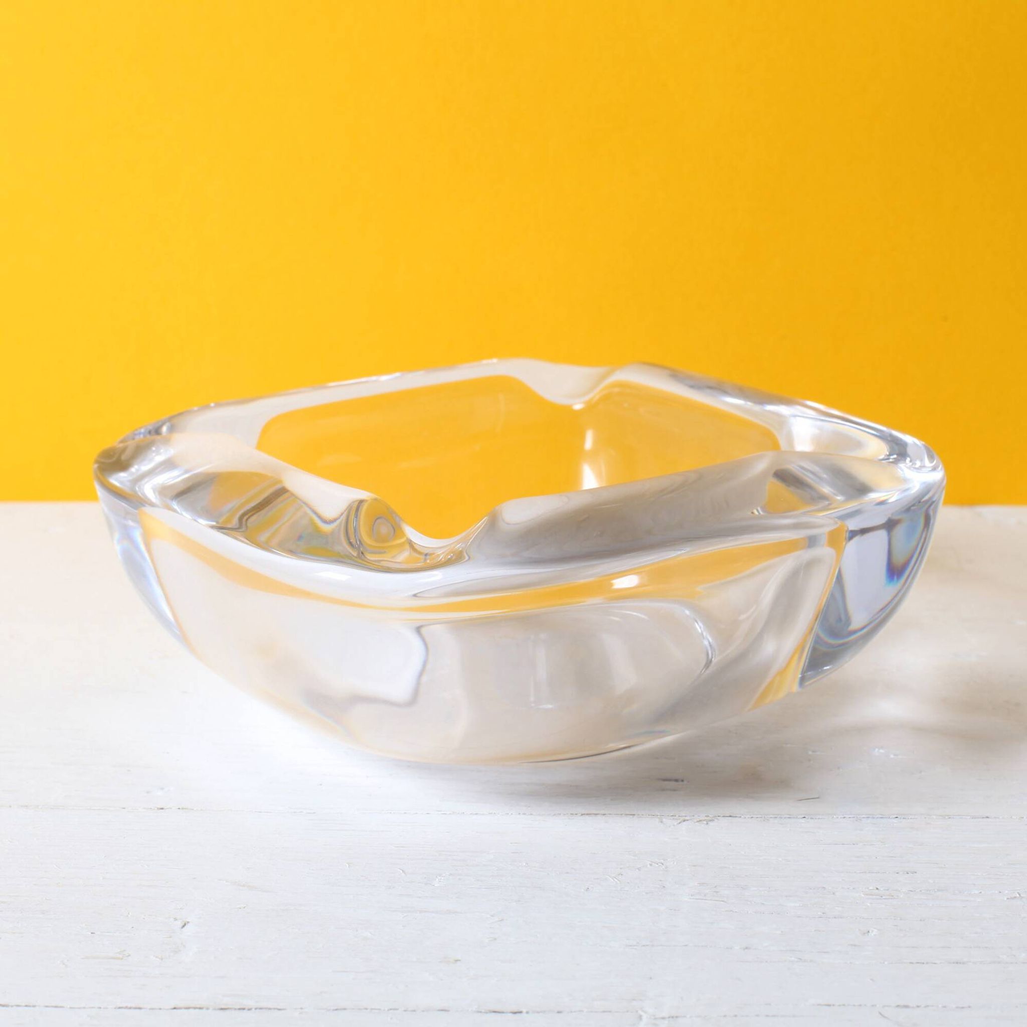 Vintage Heavy Crystal Ashtray / Vannes Le Chatel Crystal / France / 1980s
