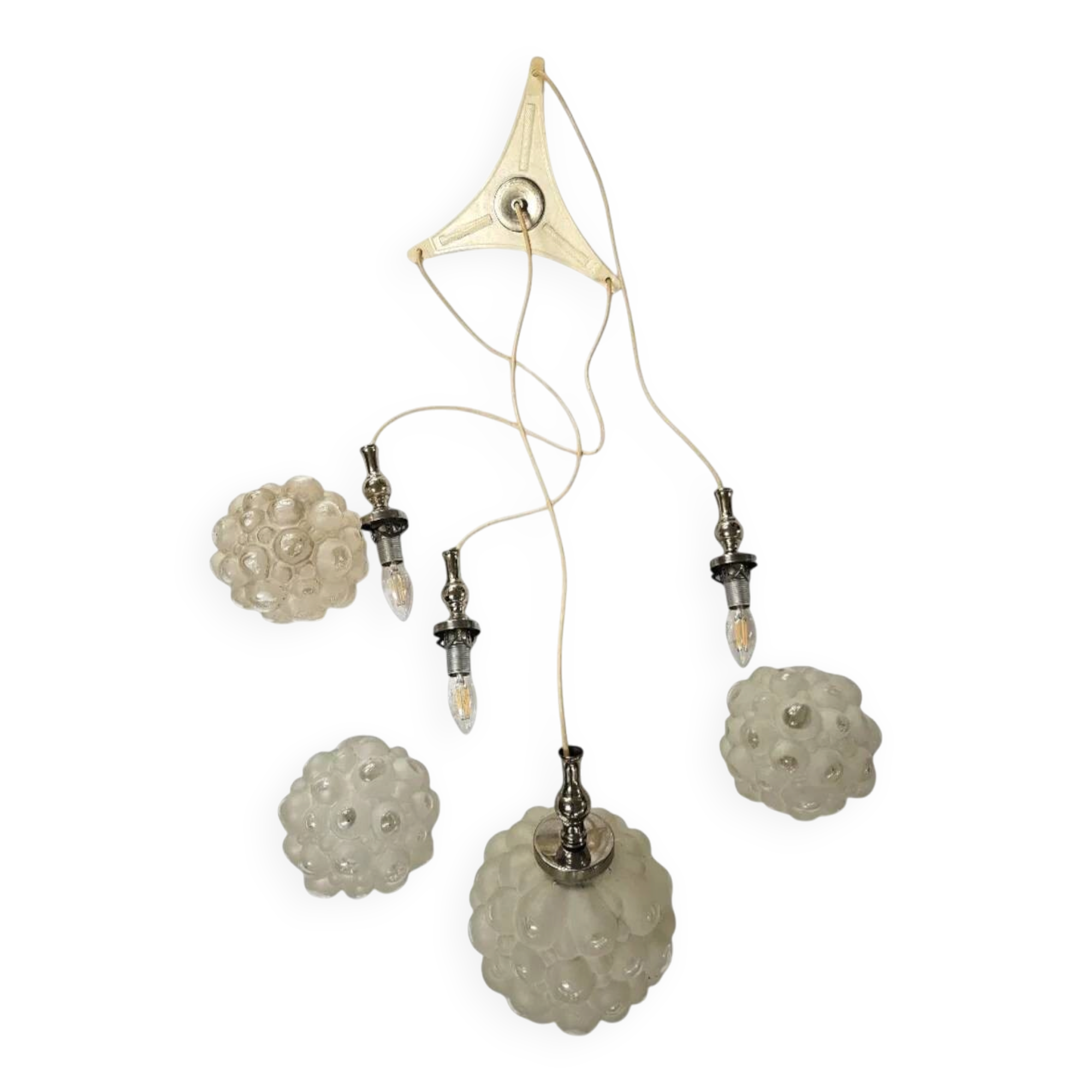 Cascade 4 balls pendant lamp with "bubble glass" shades