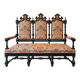 Historicist three-seater canapé in ebonised wood.