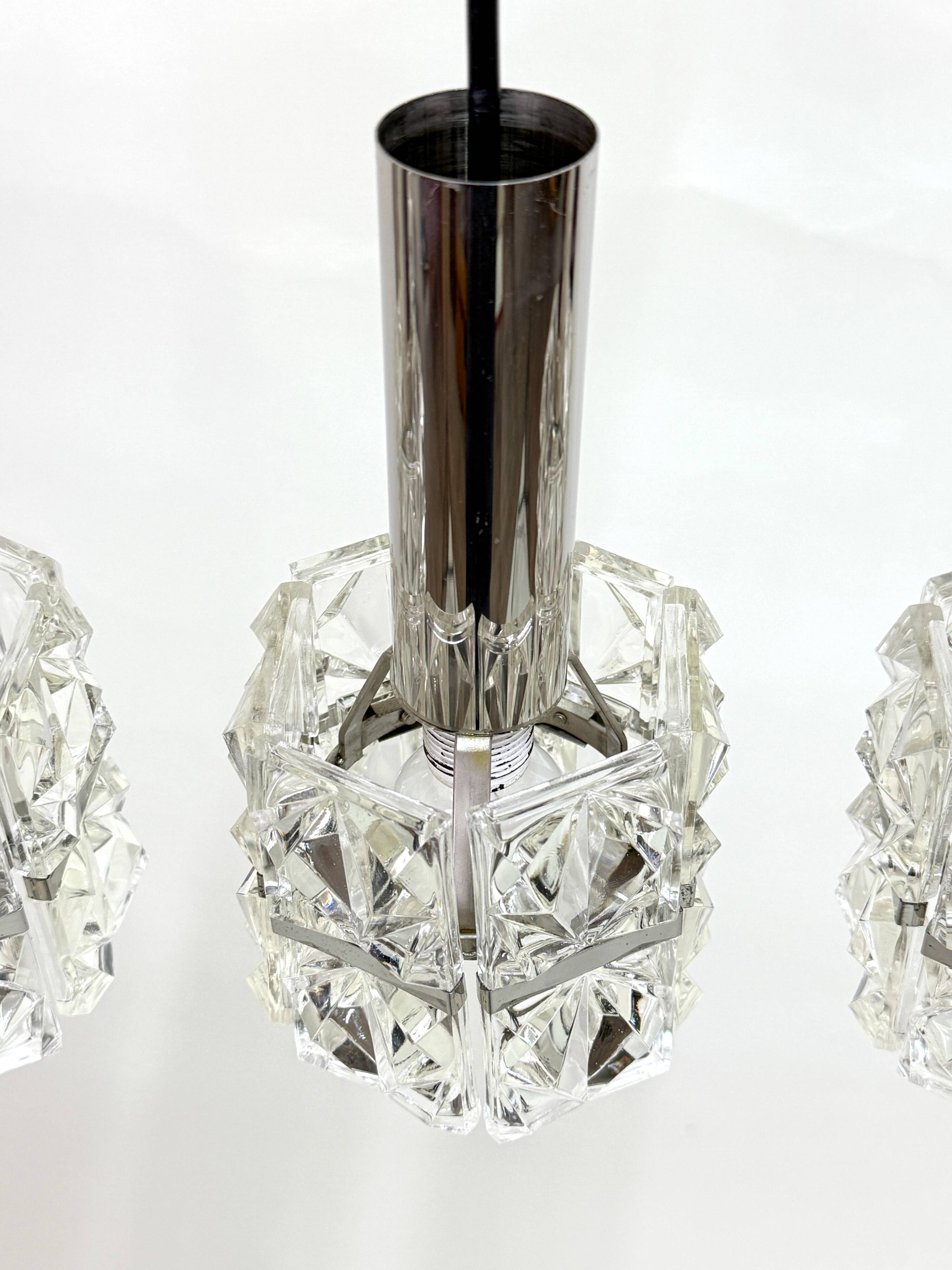 Old Vintage 4-Light Suspension Light Fixture Kinkeldey Style 60's 70's