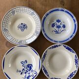 Set of 6 old earthenware soup plates, Sarreguemines Bastia service