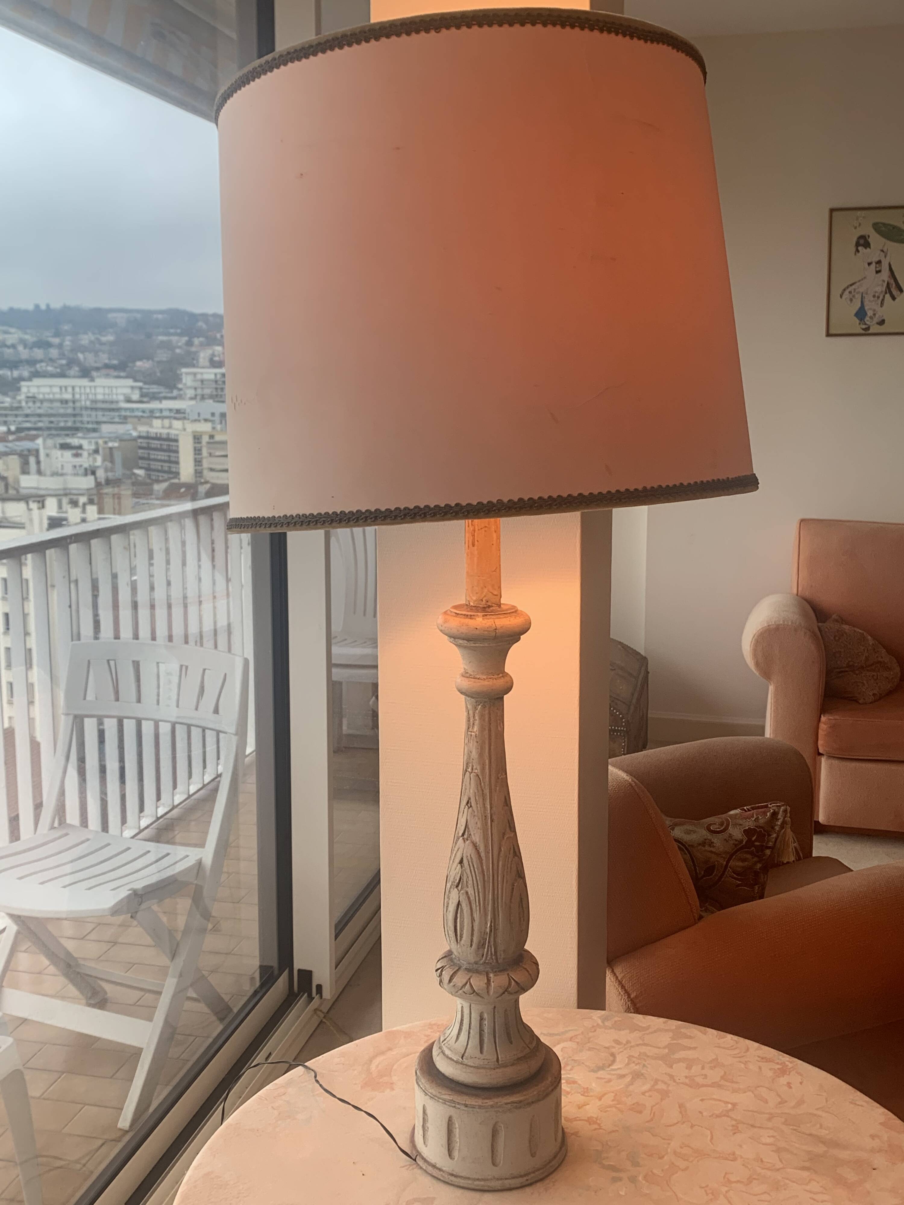 large Venetian style spruce wood lamp