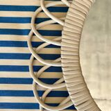 Miroir en rotin blanc année 60/70