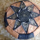 2 leather poufs